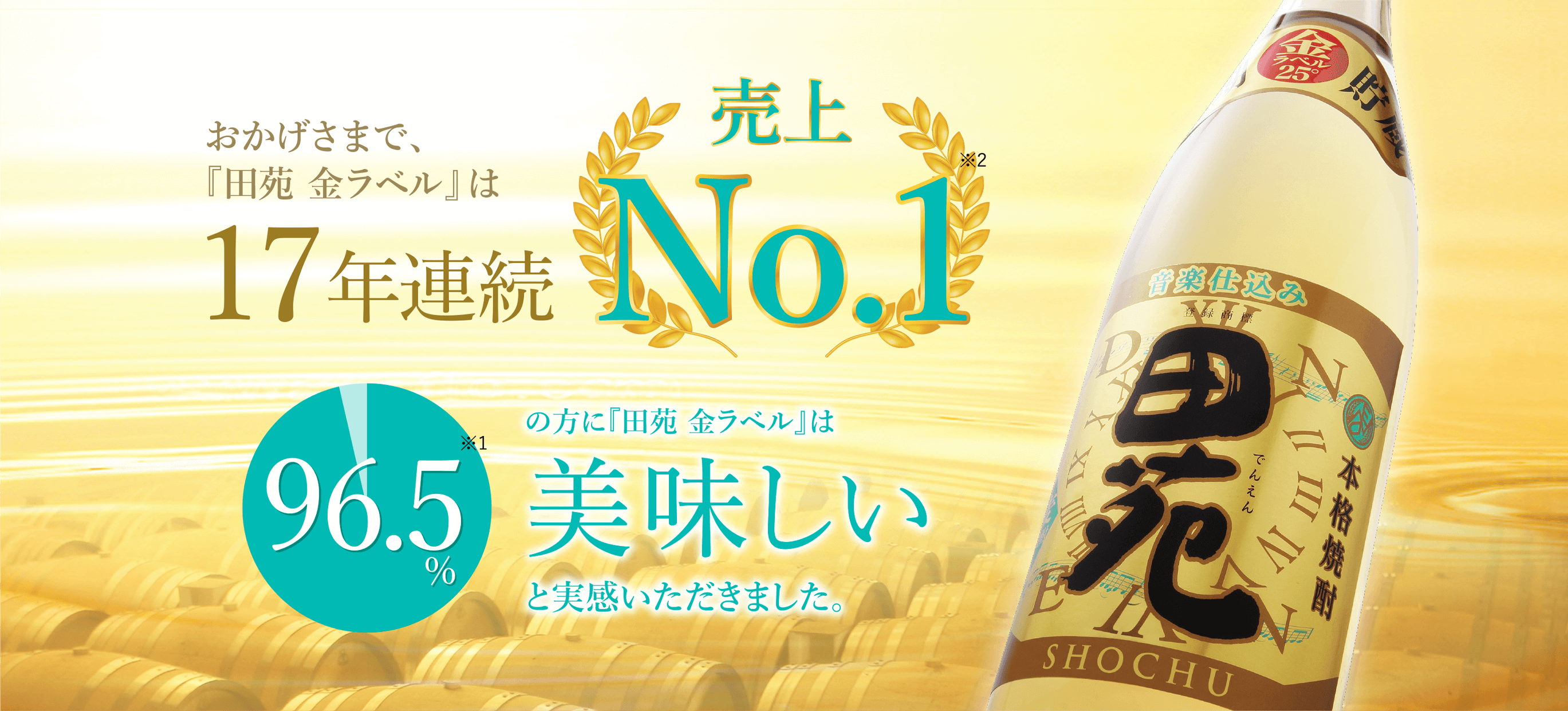 おかげさまで、『田苑 金ラベル』は15年連続売上No.1